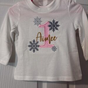 Cat & Jack White Long Sleeve Shirt with Pink and Gold Details